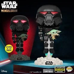 Entertainment Earth Exclusives Funko Pop Star Wars The Mandalorian- Dark Trooper With Grogu GITD (EE Exclusive)
