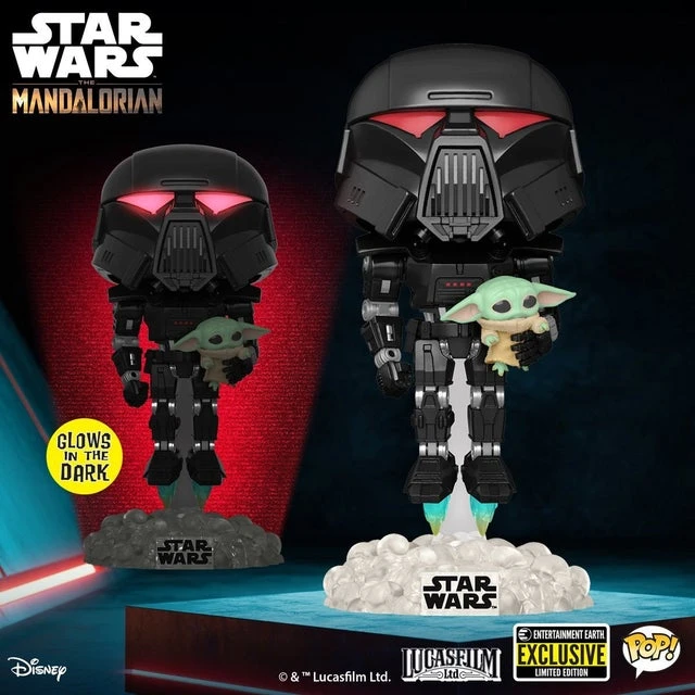 Entertainment Earth Exclusives Funko Pop Star Wars The Mandalorian- Dark Trooper With Grogu GITD (EE Exclusive) 3 Entertainment Earth Exclusives Funko Pop Star Wars The Mandalorian- Dark Trooper With Grogu GITD (EE Exclusive)
